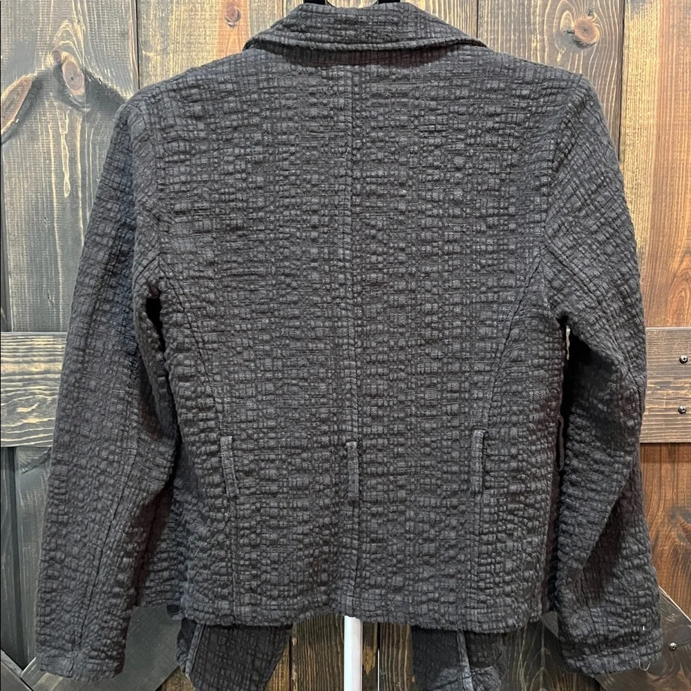 Free‎ People Black Crinkle Open Blazer Jacket S Gauzy Dark Academia Artsy Boho